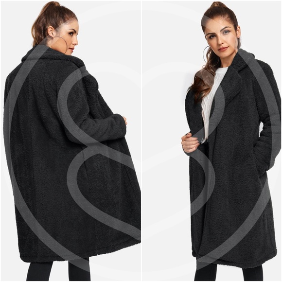 Cozy fall winter black furry long jacket - DUSTY P - Picture 3 of 4